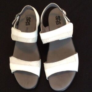 SAS White Women’s Velcro Double-Strap Sandals